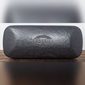 Fossil Sunglasses Eyeglasses Case Only Dark Brown Faux Leather Clamshell